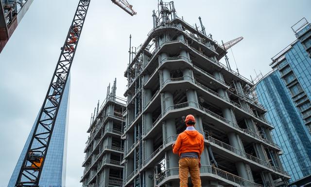 Construction site with London skyline